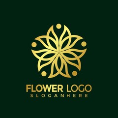 Minimalist Elegant Flower logo, Golden Luxury modern logos Design Vector