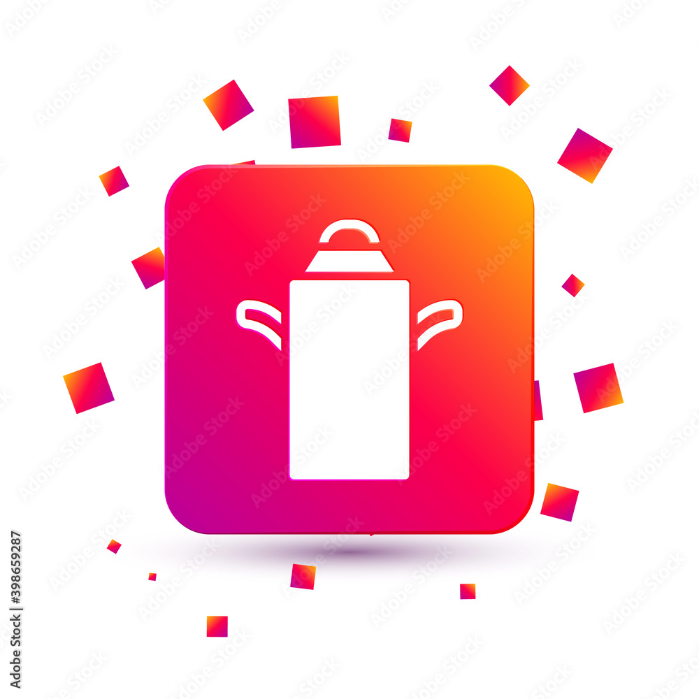 Poster white can container for milk icon isolated on white background. square color button. vector.
