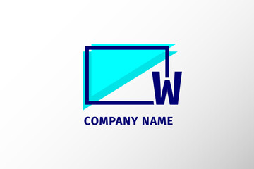 Fototapeta premium screen frame letter W. modern and stand out professional corporate logo