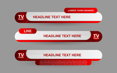 Set collection vector of Broadcast News Lower Thirds Template layout design banner for bar Headline news title, sport game in Television, Video and Media Channel