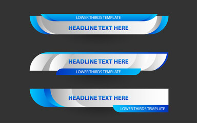Set collection vector of Broadcast News Lower Thirds Template layout design banner for bar Headline news title, sport game in Television, Video and Media Channel