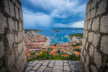 Coast of Hvar island viewed from the castle