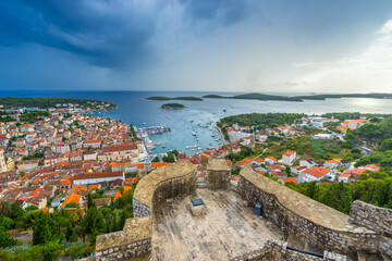 Aerial view of Hvar island in Croatia - obrazy, fototapety, plakaty