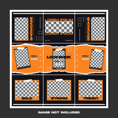 orange torn paper fashion street wear social media puzzle template