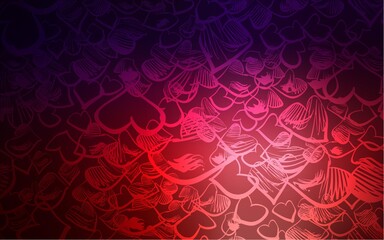 Dark Blue, Red vector texture with lovely hearts.