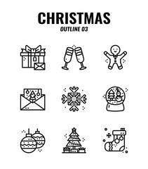 Christmas outline Icon set 3.  Christmas ornamental and decorative element. vector