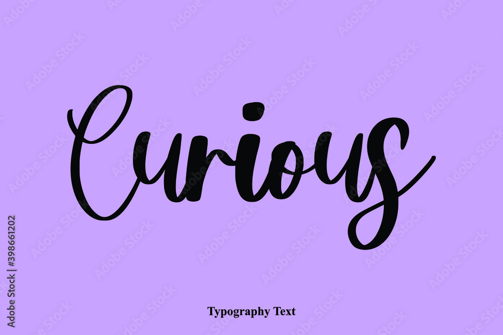 Fototapete curious handwritten typescript calligraphy light on purple background