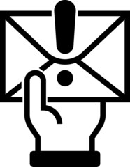 Dangerous message. Email error icon.Envelope icon with exclamation mark. Envelope icon and alert, error, alarm, danger symbol. Icon, letter, mail, warning, caution, danger, email, error, line