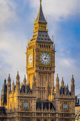 Big Ben clock close up view. Landmark of London. England