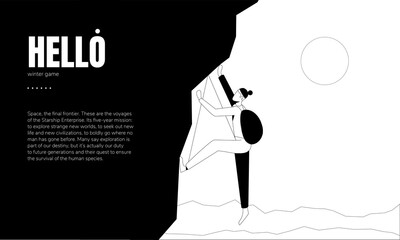 A man climbs a mountain