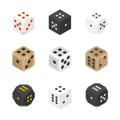 Set of various dice, vector illustration.