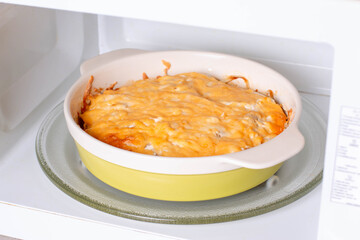 Potato casserole with cream, gratin dauphinois in the microwave