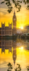 Fototapeta na wymiar Beautiful sunset scenery of Big Ben, famous landmark of London