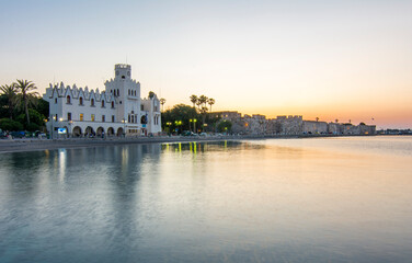 Kos Town Harbour night view in Kos Island. Kos Island is populer tourist destination in Greece.