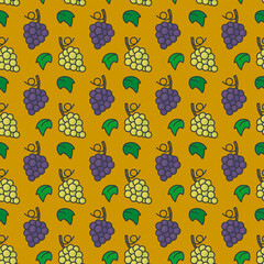 Seamless vector pattern with blue and green grapes