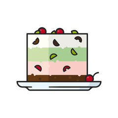 Spumoni italian ice cream cake dessert isolated vector illustration for Spumoni Day on August 21