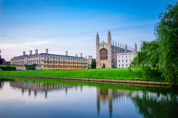 Fototapeta na wymiar Clare and King's College at sunset in Cambridge, UK