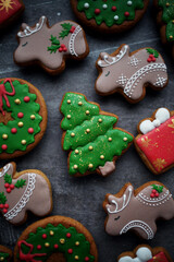 Baked traditional Christmas homemade gingerbread cookies.
