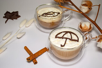 3D printed chocolate umbrella on latte cup