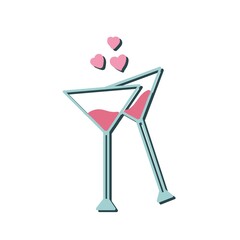 Fototapeta premium red martini glasses. Celebration vector background. Isolated vector icon. Holiday greeting