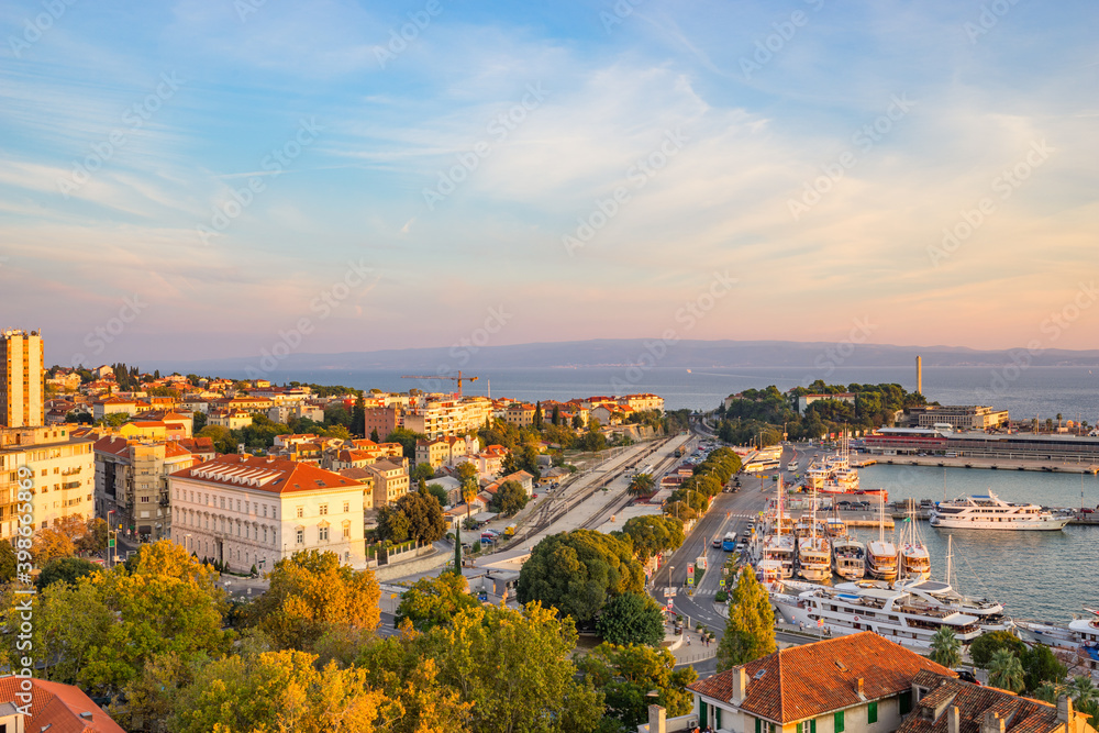 Canvas Prints Aerial view of Split at sunset. Croatia