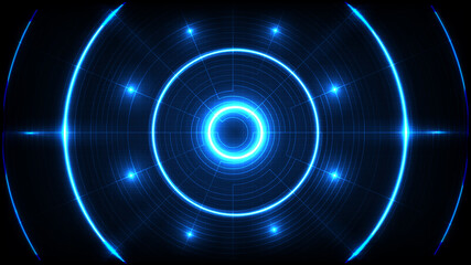abstract background of blue futuristic technology round hole hud display interface