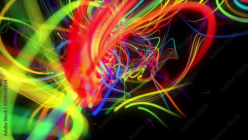 Poster abstract background flow of glow lines or light streaks. running lights particles form in 3d space g
