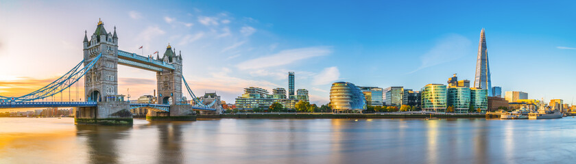 Tower Bridge morning panorama in autumn. London. England