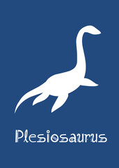 Naklejka premium Plesiosaurus Dinosaur design vector illustration. navy dinosaur, dark blue kids dinosaur name prints, boys bedroom wall art, dino room, children's posters.