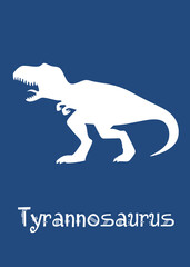 Tyrannosaurus Dinosaur design vector illustration. navy dinosaur, dark blue kids dinosaur name prints, boys bedroom wall art, dino room, children's posters.