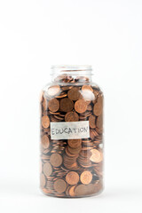 Savings for education in jar 