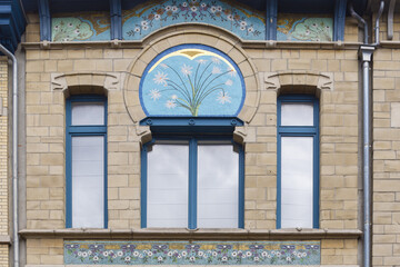 mosaic on a houses in the Zurenborg neighbourhood, Antwerp, Belgium