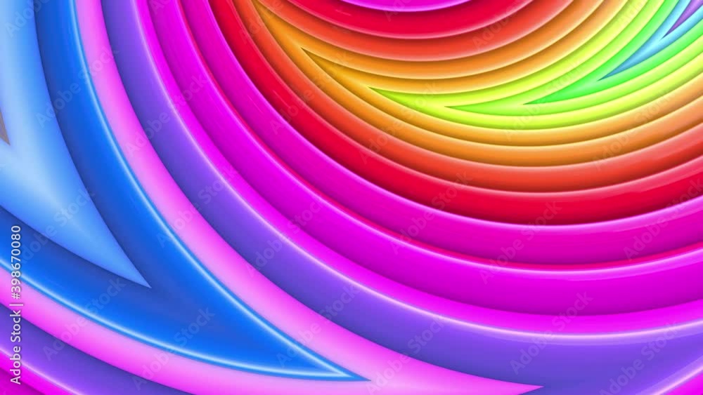 Poster abstract 3d seamless bright rainbow colors background in 4k with waves. multicolored gradient stripe