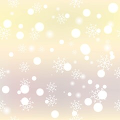 Delicate and soft bokeh and snowflakes on pink and lilac background, festive blurred texture, seamless pattern