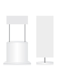 Promotion counter and flag on white background
