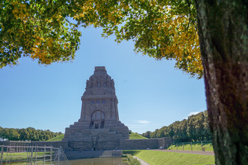 the völkerschlachtdenkmal in leipzig with the lake of tears