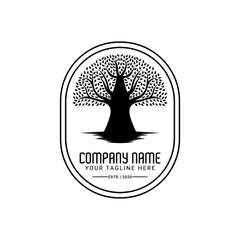 seal of Life emblem tree logo design, banyan maple oak vector