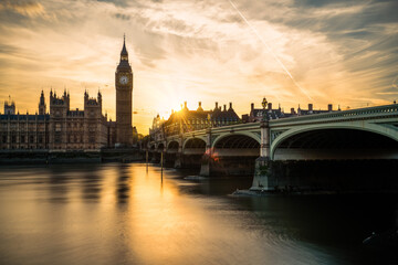 Naklejka na ściany i meble Big Ben clock in London at beautiful sunset. United Lingdom