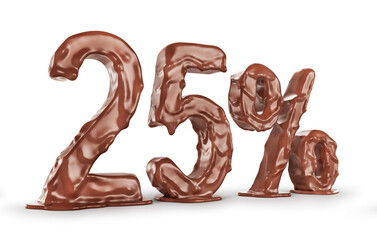 Different numbers from chocolate on a white background. 3d illustration