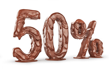 Different numbers from chocolate on a white background. 3d illustration