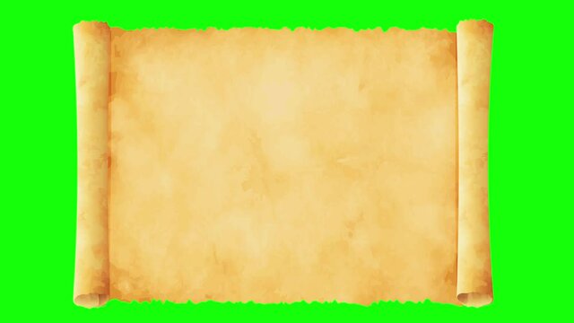 Old curled paper illustration movie for background transparent use.