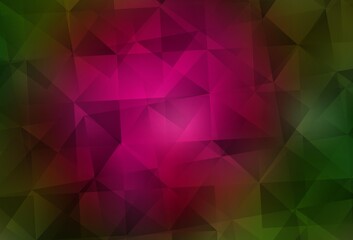 Obraz premium Dark Pink, Green vector triangle mosaic texture.