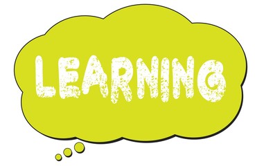 LEARNING text written on a light green thought bubble.