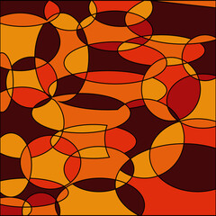 Background, an abstract pattern of ovals in yellow, brown and orange colors. Vector illustration.