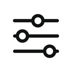 Adjustment vector icon. Control and settings symbol. Filter switch sign. Flat application and web interface button.