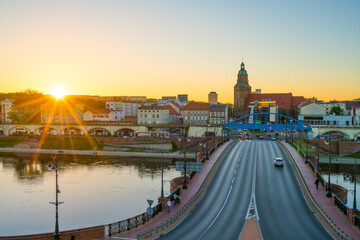 Fototapeta premium Cityscape of Gorzow Wielkopolski at sunset. Poland