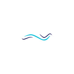 Blue ocean, river wave sign, symbol artwork isolated on white