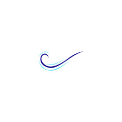 Blue ocean, river wave sign, symbol artwork isolated on white