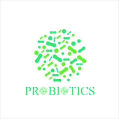 Probiotics vector background, lacto bacteria supplement, correct nutrition and digestion healthcare. Probiotcis micro lactobacillus acidophilus cells on white backdrop for prebiotic food package desig