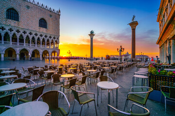Piazza San Marco at sunrise in Venice. Italy 